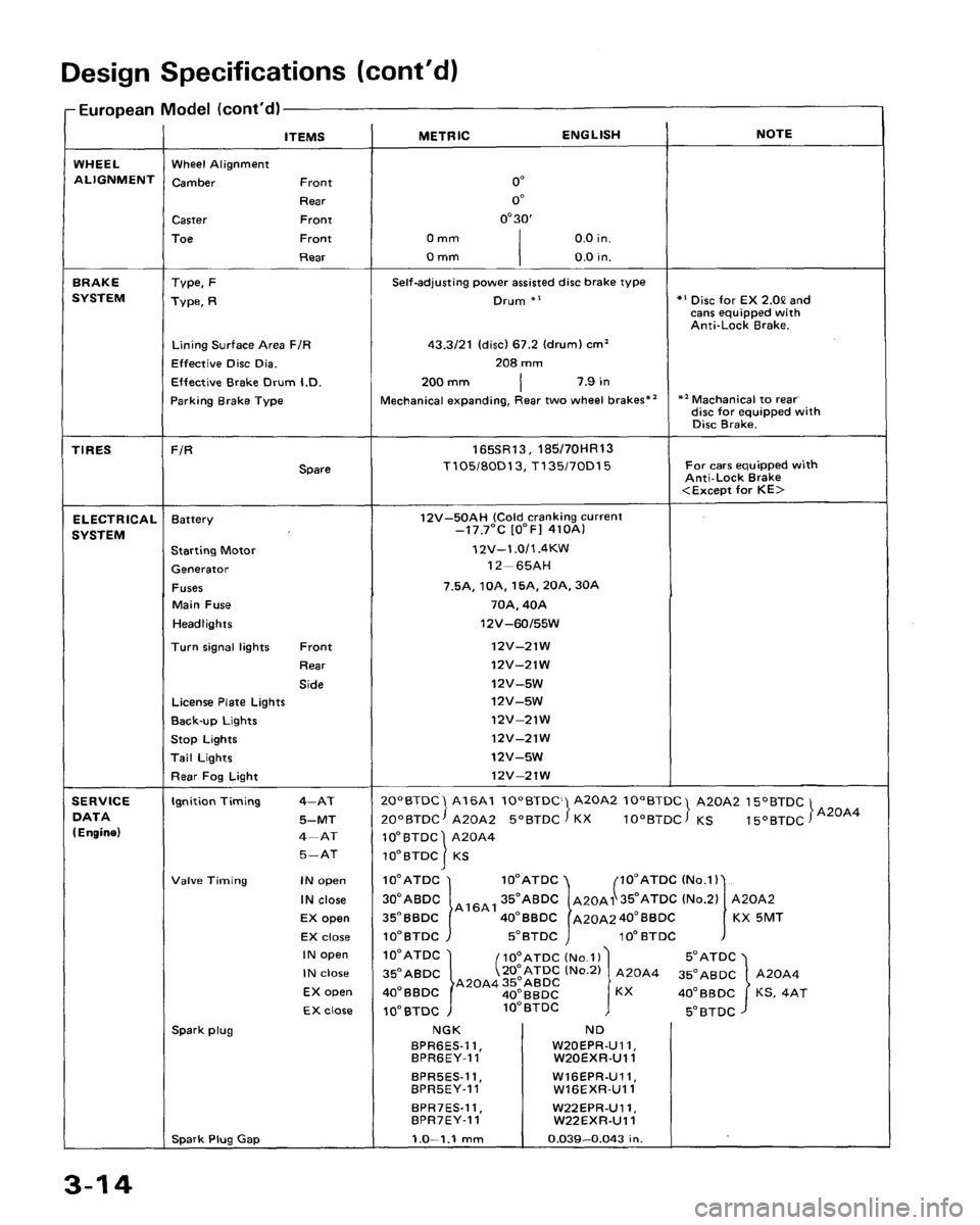 HONDA ACCORD 1986 CA / 3.G Service Manual 