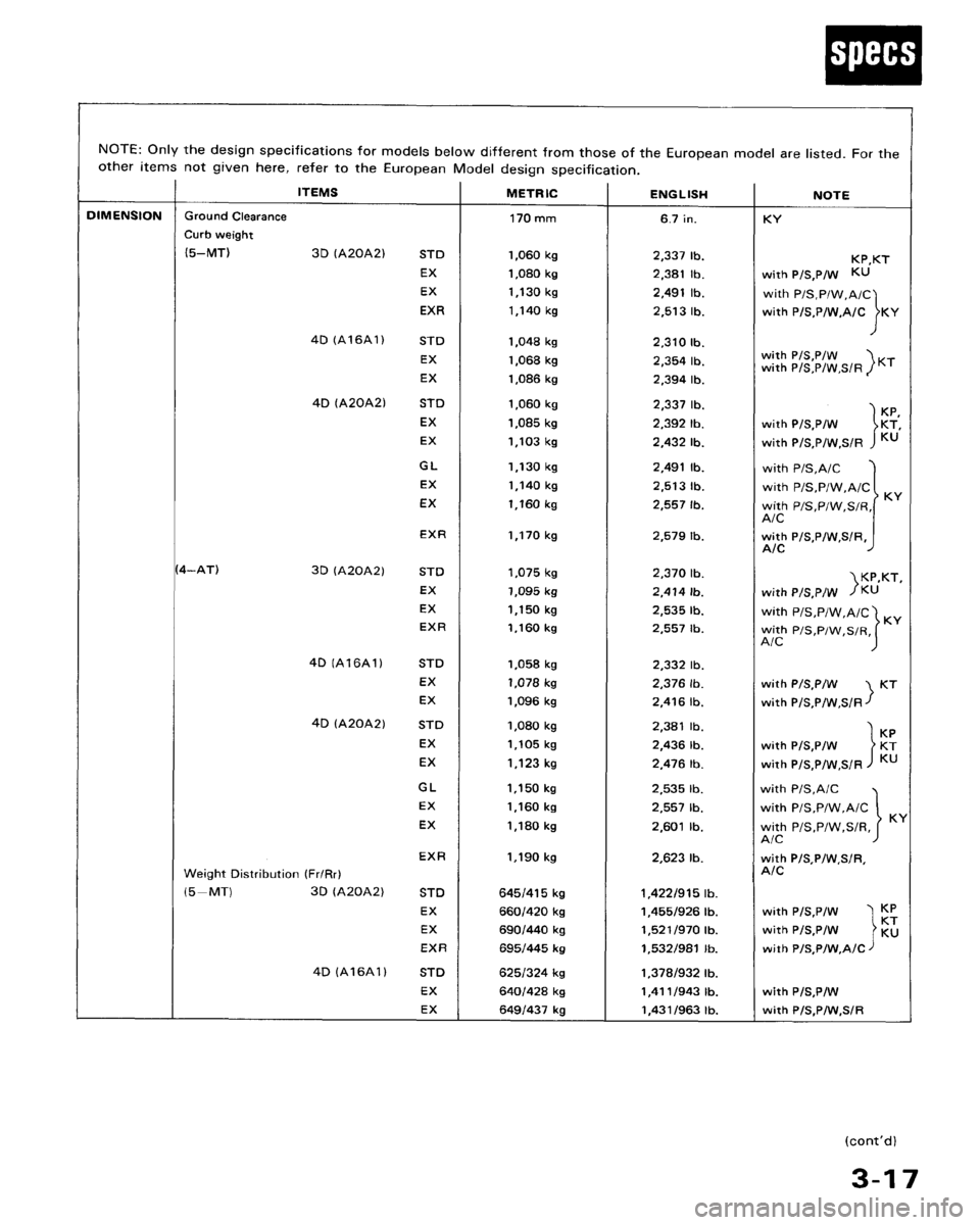 HONDA ACCORD 1986 CA / 3.G Service Manual 