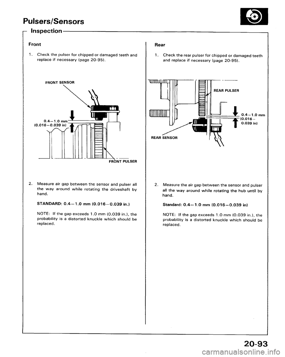 HONDA ACCORD 1986 CA / 3.G Workshop Manual 