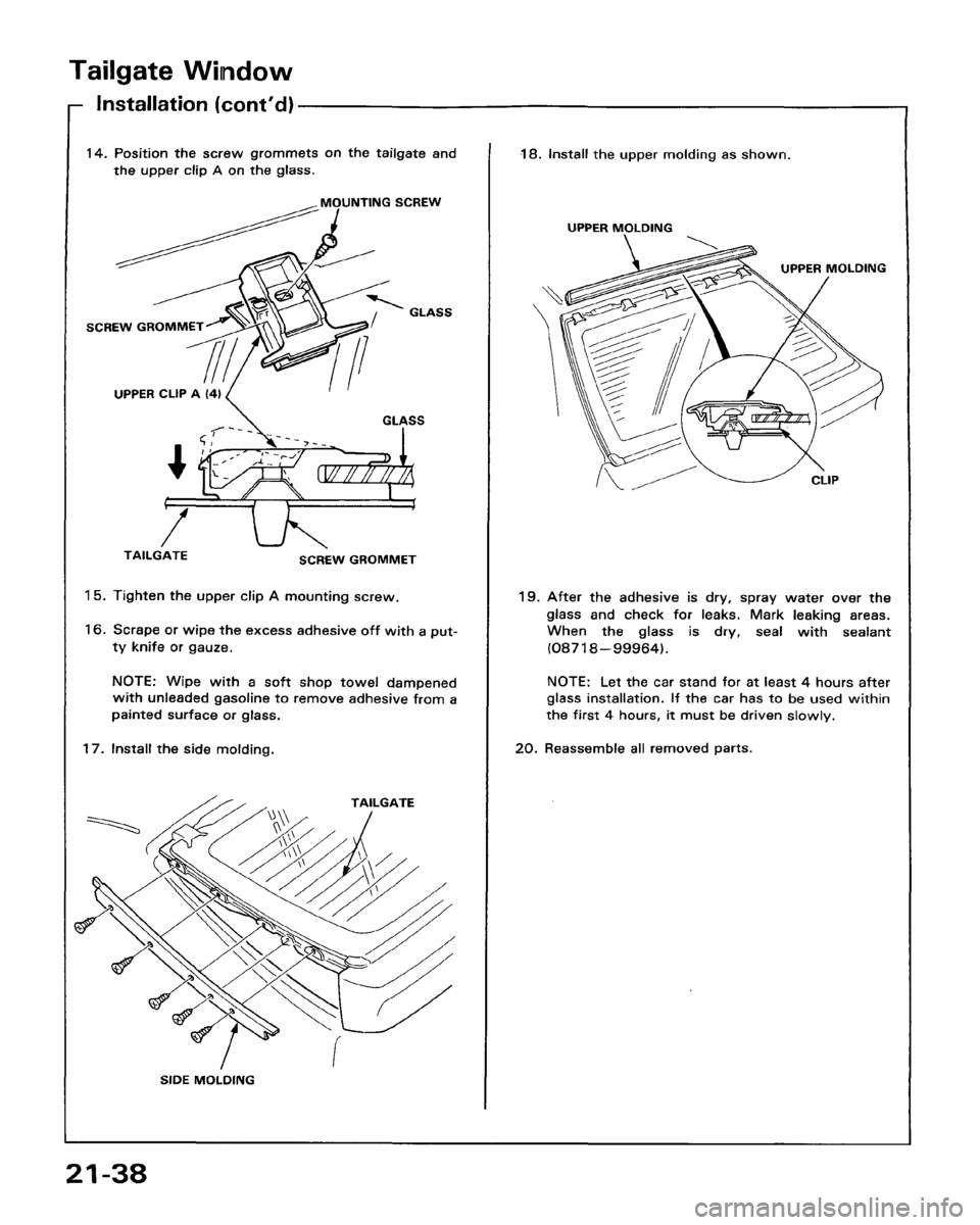 HONDA ACCORD 1986 CA / 3.G Workshop Manual 