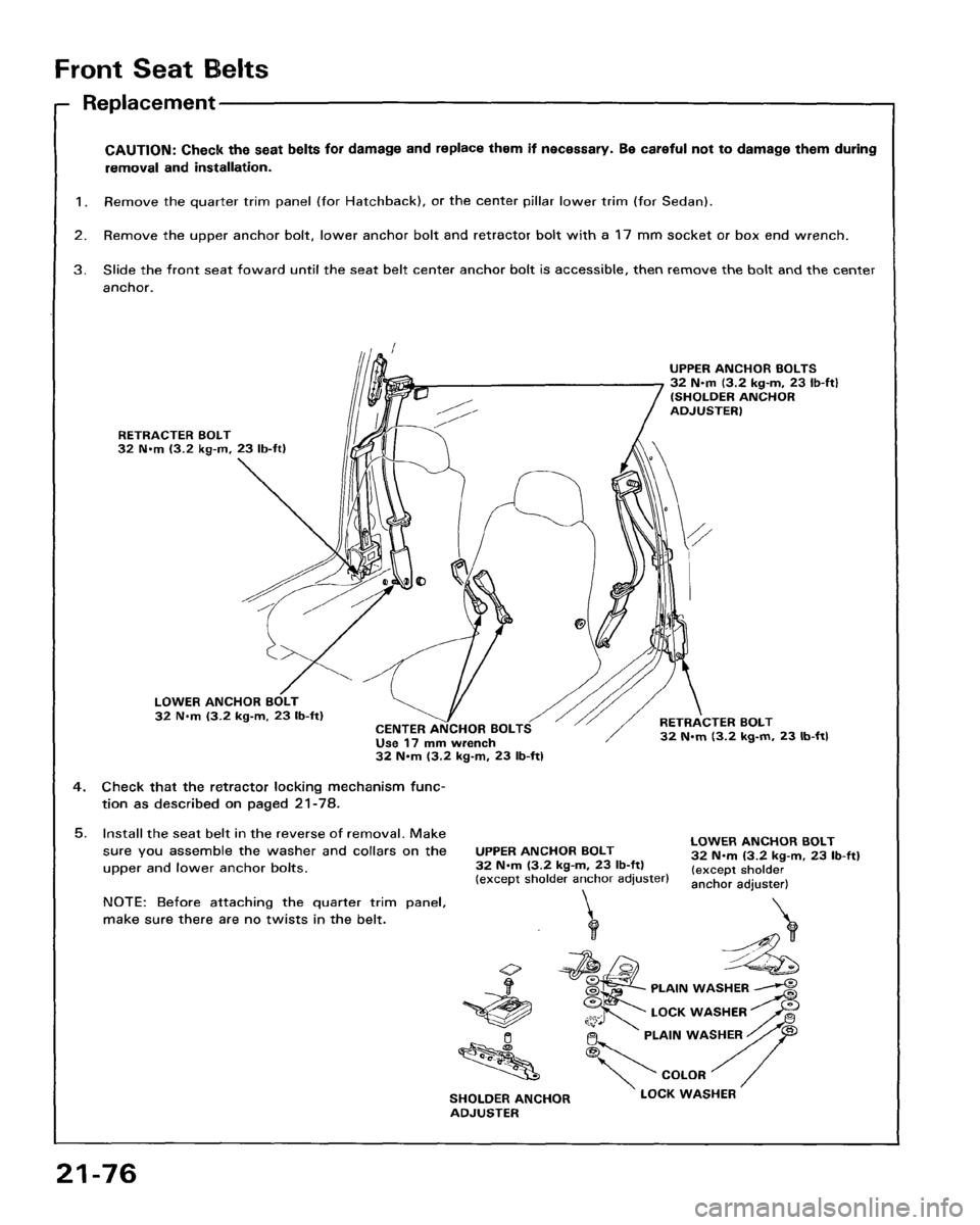 HONDA ACCORD 1986 CA / 3.G Workshop Manual 