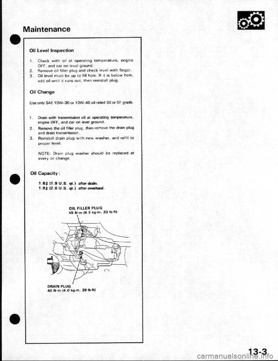 HONDA CRX 1991 2.G Workshop Manual HONDA CRX 1991 2.G Workshop Manual
