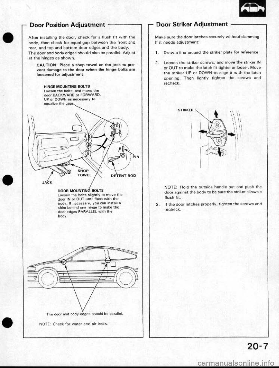 HONDA CRX 1991 2.G Workshop Manual HONDA CRX 1991 2.G Workshop Manual
