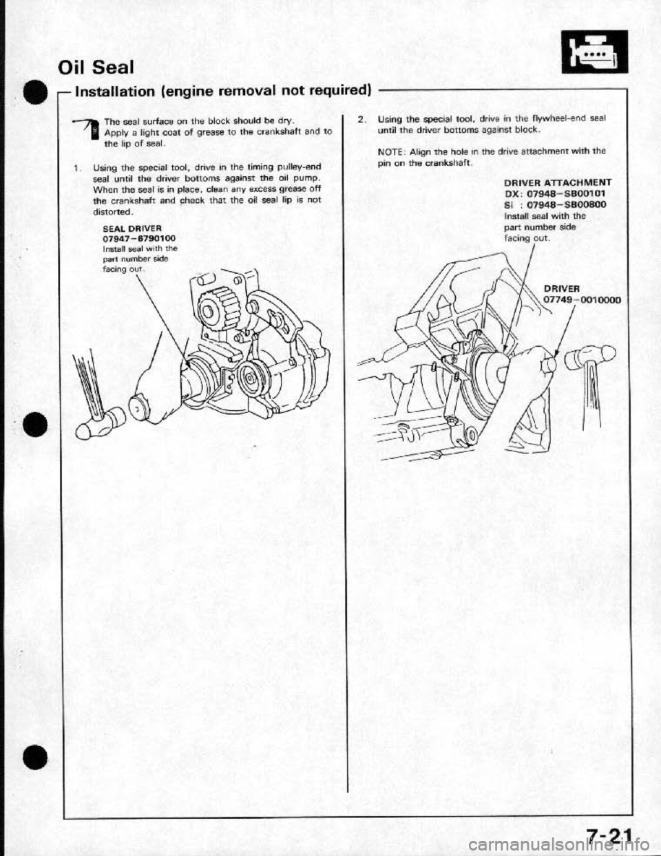 HONDA CRX 1991 2.G Owners Manual 