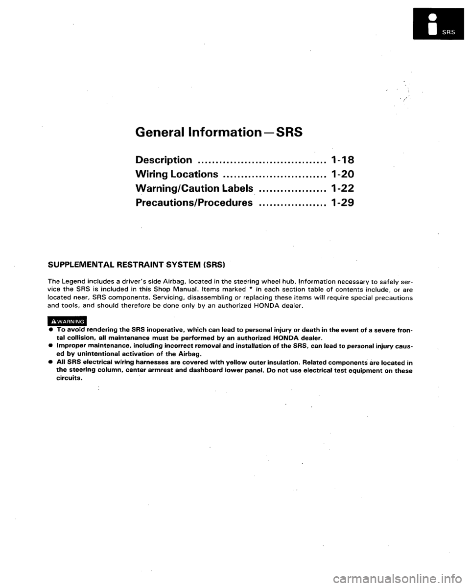 HONDA LEGEND 1991 2.G User Guide 