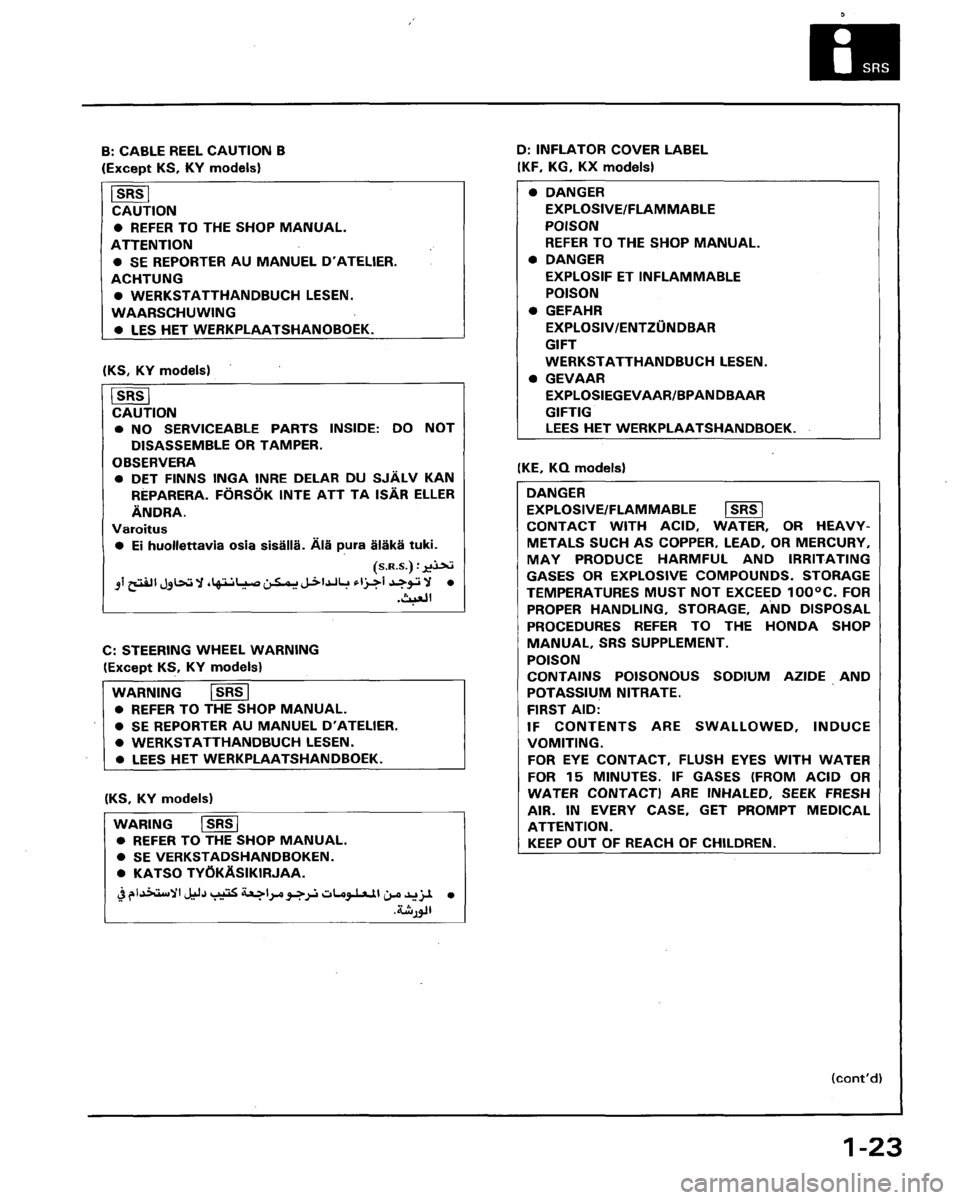 HONDA LEGEND 1991 2.G Owners Manual 