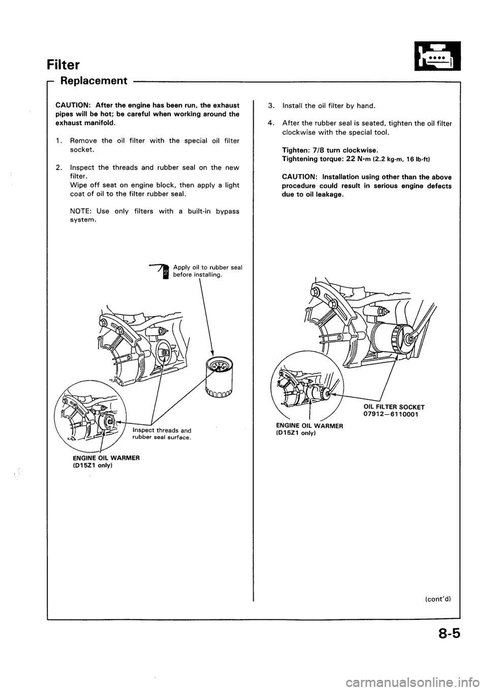 HONDA CIVIC 1992 5.G Workshop Manual HONDA CIVIC 1992 5.G Workshop Manual