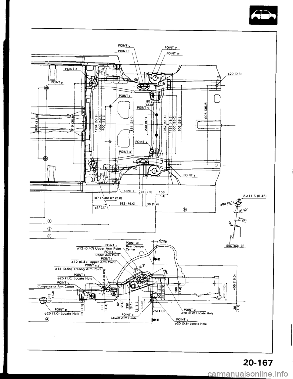 HONDA INTEGRA 1994 4.G Workshop Manual POINT w
d25 ll.ol Locare Hole g
@
20-167 HONDA INTEGRA 1994 4.G Workshop Manual POINT w
d25 ll.ol Locare Hole g
@
20-167