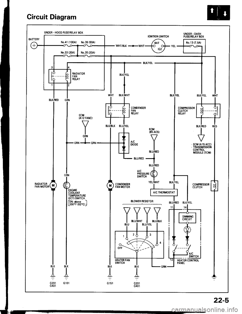 HONDA INTEGRA 1994 4.G Workshop Manual Circuit Diagram
N0.41 l10oAl No.39 {5OAlNo.1317,5A)
MOIATOR
REI.AY
22-5 HONDA INTEGRA 1994 4.G Workshop Manual Circuit Diagram
N0.41 l10oAl No.39 {5OAlNo.1317,5A)
MOIATOR
REI.AY
22-5