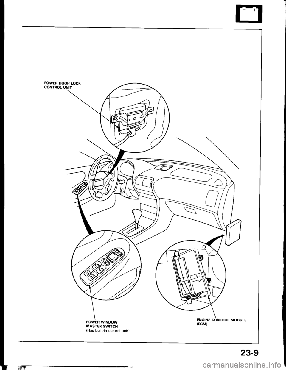 HONDA INTEGRA 1994 4.G Workshop Manual I
I
POWER DOOR LOCKCOI{TROL UNIT
ENGINE CONTROL MODULE(ECM}
ii.11r
23-9 