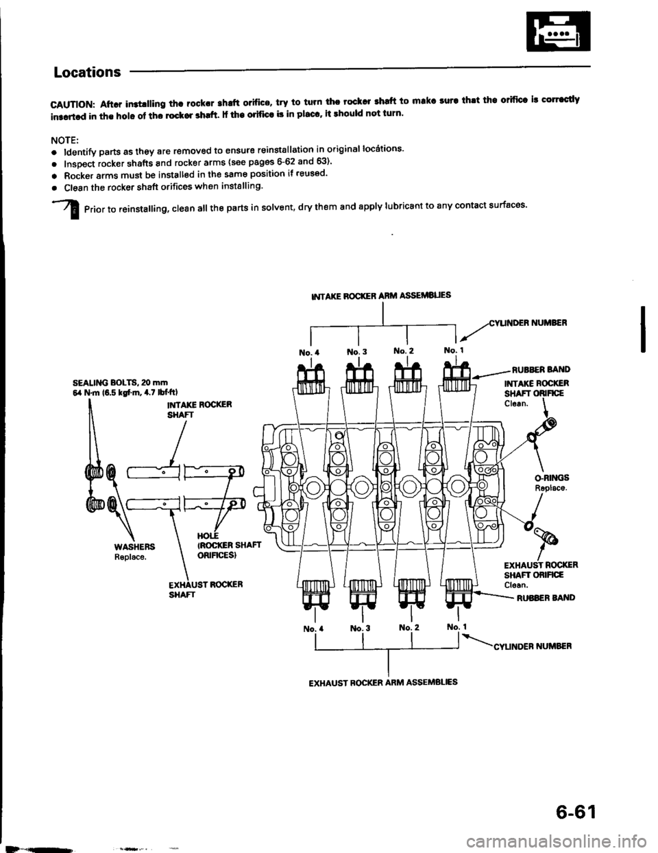 HONDA INTEGRA 1994 4.G Service Manual Locations
GAUTION: Aftcr in3tlllino th! roCk.r shrft o.ifice, trY to tum ihc tock r .hatt to makr luta thlt tho orifice ls corrccdY
in3artcd in the holc of tho lockor shrft. It the oritice b in placc HONDA INTEGRA 1994 4.G Service Manual Locations
GAUTION: Aftcr in3tlllino th! roCk.r shrft o.ifice, trY to tum ihc tock r .hatt to makr luta thlt tho orifice ls corrccdY
in3artcd in the holc of tho lockor shrft. It the oritice b in placc