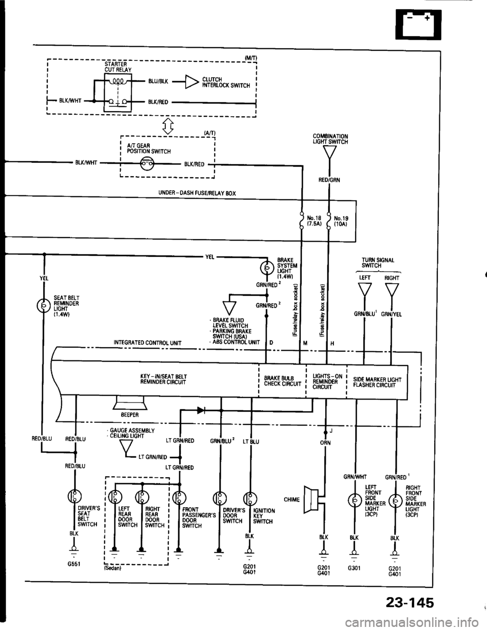 HONDA INTEGRA 1994 4.G Owners Manual Br-u/Brx + fr,rTrtl.* r*r.,
/\JL
r--------Y----__tfl
I moani PosrIoN swtTcH
t,x*rt €- BLK/RE9 -tv-----J
UND€R - OASH FUSE/REI-AY 8OX
ERAKESYSTEMI.IGHTll.4wl
3
a
Et.?
SEAT 8EI-TREMIi/OERLIGHTt1.4Wl HONDA INTEGRA 1994 4.G Owners Manual Br-u/Brx + fr,rTrtl.* r*r.,
/\JL
r--------Y----__tfl
I moani PosrIoN swtTcH
t,x*rt €- BLK/RE9 -tv-----J
UND€R - OASH FUSE/REI-AY 8OX
ERAKESYSTEMI.IGHTll.4wl
3
a
Et.?
SEAT 8EI-TREMIi/OERLIGHTt1.4Wl