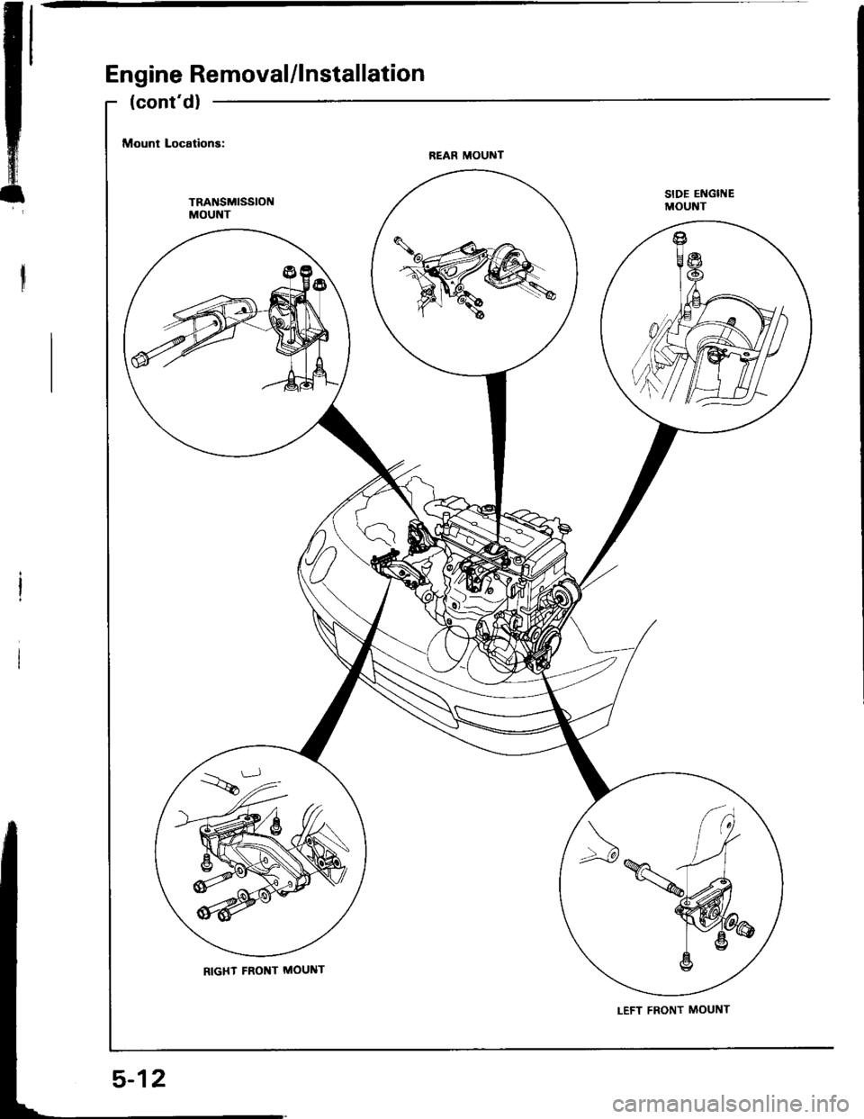 HONDA INTEGRA 1994 4.G Workshop Manual Engine Removal/lnstallation
SIDE ENGITIEMOUNT
5-12 