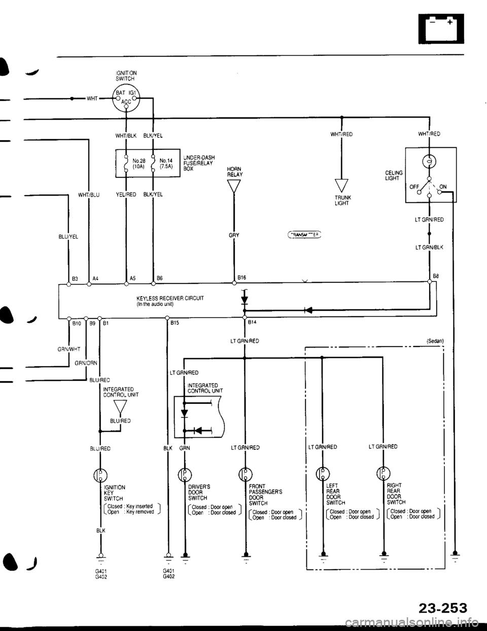 HONDA CIVIC 1998 6.G Owners Guide )1
ITRUNKLIGHT
GRNiRED LT GRN/ NED
AA
Ii,llh* T#,
I lctoseo : Door open ) | (ctoseo . ooo, open
I Looen Doot dosed J I Loner :ooot closet
tl
ll-: -l
@
wl
r,*1.,. ,,Tr,
,
I llltii irl:rx l5|i;elv
| HONDA CIVIC 1998 6.G Owners Guide )1
ITRUNKLIGHT
GRNiRED LT GRN/ NED
AA
Ii,llh* T#,
I lctoseo : Door open ) | (ctoseo . ooo, open
I Looen Doot dosed J I Loner :ooot closet
tl
ll-: -l
@
wl
r,*1.,. ,,Tr,
,
I llltii irl:rx l5|i;elv
|