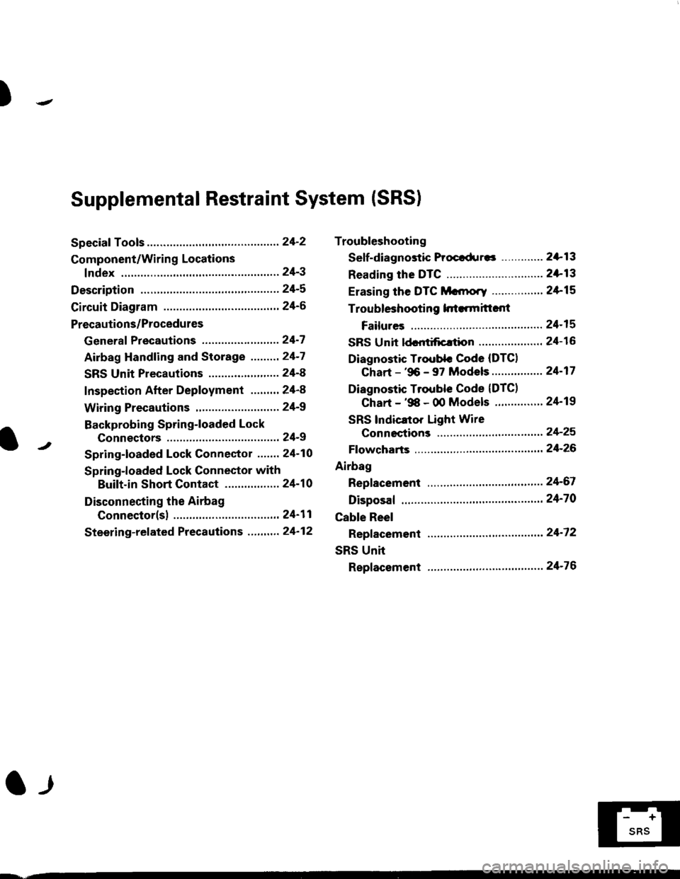 HONDA CIVIC 1997 6.G Workshop Manual )
Troubleshooting
Sef f -dia gnostic Proctdurcs ............. 2+13
Reading the DTC .............................. 2+13
Erasing the DTC Mcnrory ................ 24-15
Troubleshooting h.ttnitt.nt
Failur