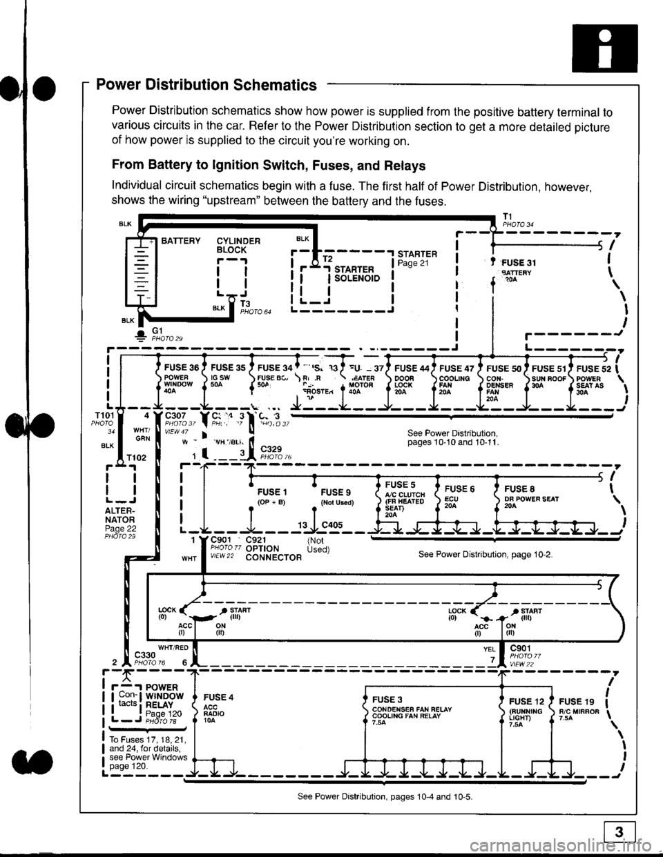 HONDA CIVIC 1998 6.G Workshop Manual Power Distribution Schematics
Power Distribution schematics show how power is supplied from the positive battery terminal to
various circuits in the car. Refer to the Power Distribution section to get HONDA CIVIC 1998 6.G Workshop Manual Power Distribution Schematics
Power Distribution schematics show how power is supplied from the positive battery terminal to
various circuits in the car. Refer to the Power Distribution section to get