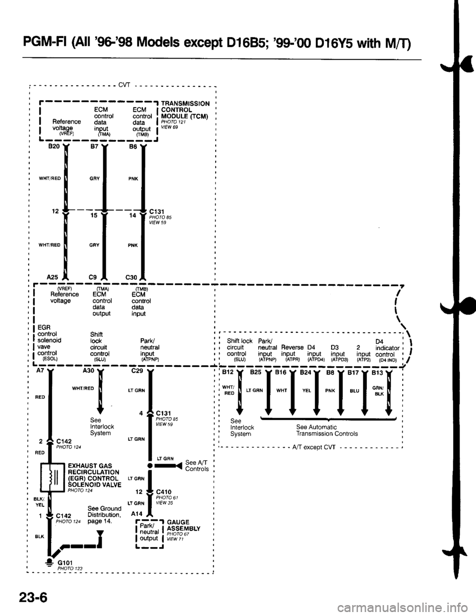 HONDA CIVIC 1998 6.G Workshop Manual PGM-FI (All 9G98 Models except Dl685; 99r0O D16y5 with M/T)
TRANSMISSIONCONTROLMODULE (TCM)
llEv/ 69
ECM ECMcontrol controlReference data datavollage inDutNREF) OMA}:q{.J
(VREF) OMA) OMB)Reference HONDA CIVIC 1998 6.G Workshop Manual PGM-FI (All 9G98 Models except Dl685; 99r0O D16y5 with M/T)
TRANSMISSIONCONTROLMODULE (TCM)
llEv/ 69
ECM ECMcontrol controlReference data datavollage inDutNREF) OMA}:q{.J
(VREF) OMA) OMB)Reference