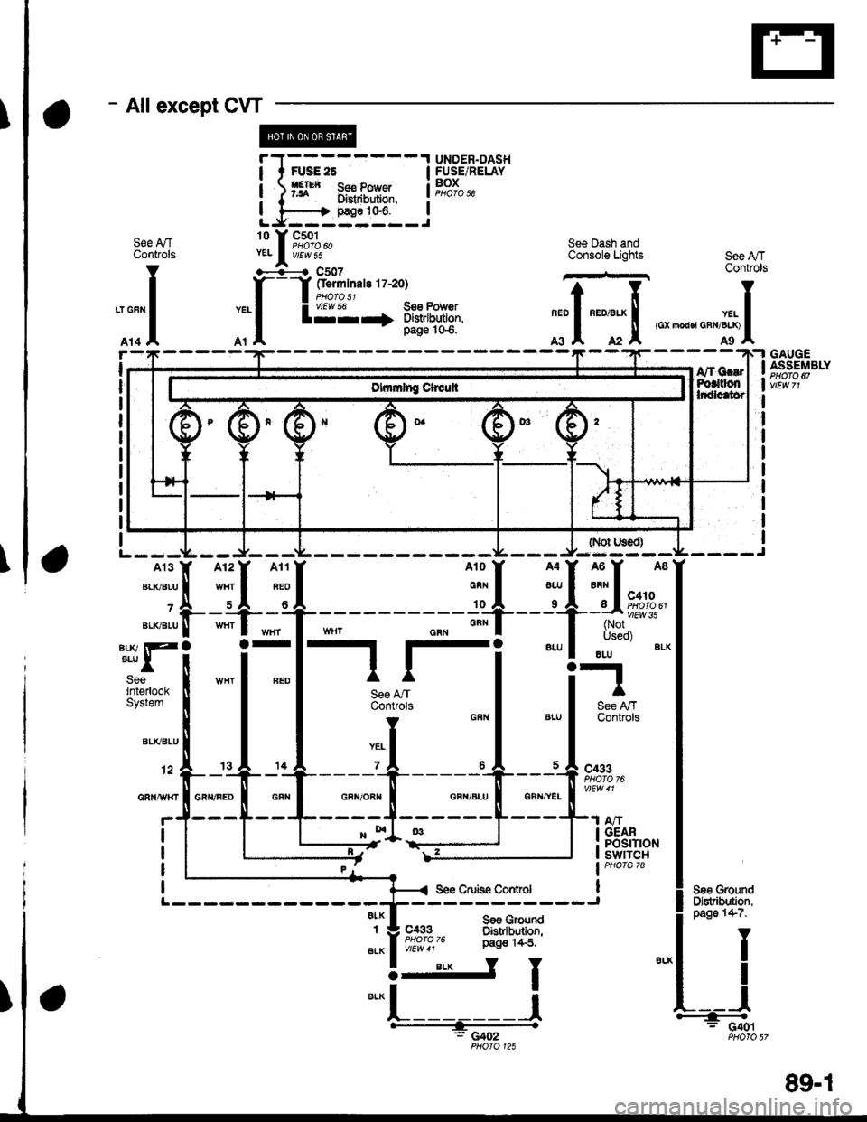 Honda Civic 1996 6 G Workshop Manual 21 Pages Page 1990 A T Gear Position Indicator Cw Under Das