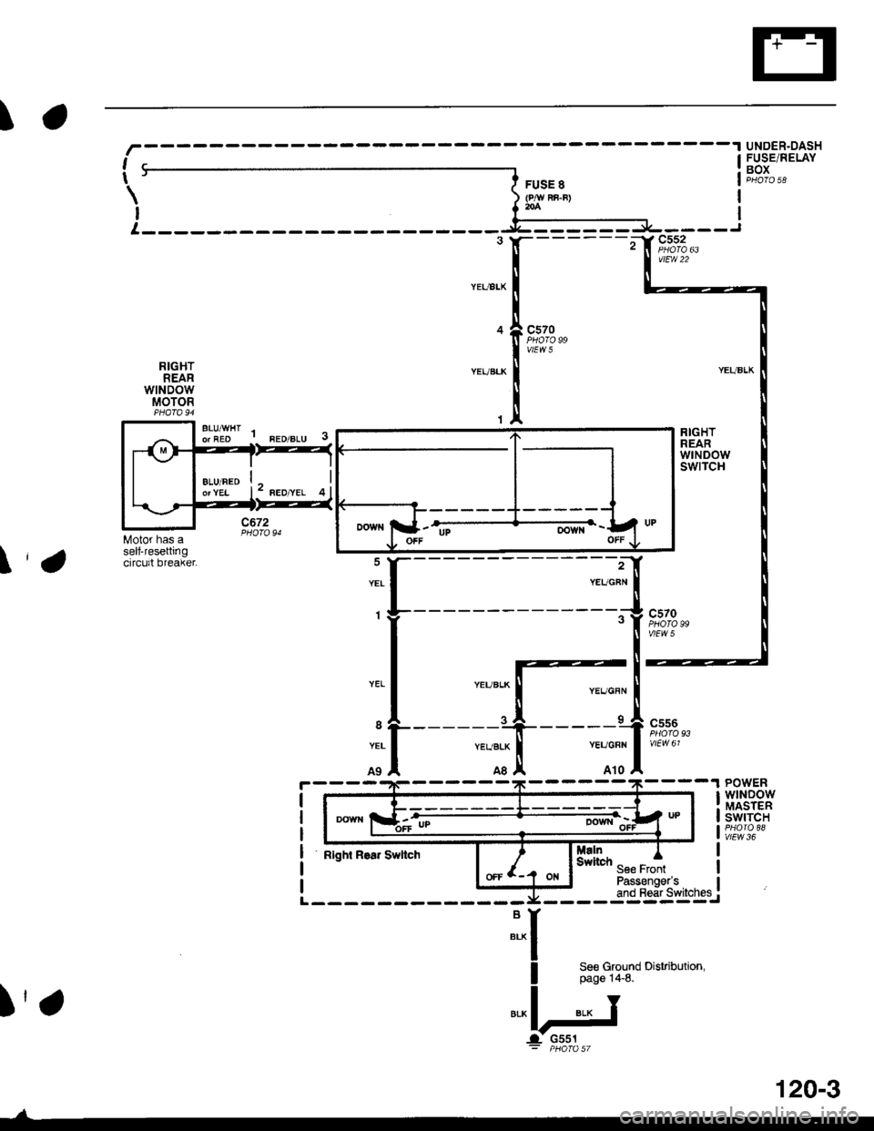 HONDA CIVIC 1998 6.G Workshop Manual \
r--------.|UNDER.DASHr I FUSE/RELAY, I rur
t f -,,--" J iFiona
5l.il;;, i-l
l"o^ |L------- -"f-_-_=--_-=*"Er---,
vtEw 22
c570PHOfO 99
RIGHTREARwtNDowMOTOR
Motor has aself-resetiingcircurt breake HONDA CIVIC 1998 6.G Workshop Manual \
r--------.|UNDER.DASHr I FUSE/RELAY, I rur
t f -,,--" J iFiona
5l.il;;, i-l
l"o^ |L------- -"f-_-_=--_-=*"Er---,
vtEw 22
c570PHOfO 99
RIGHTREARwtNDowMOTOR
Motor has aself-resetiingcircurt breake