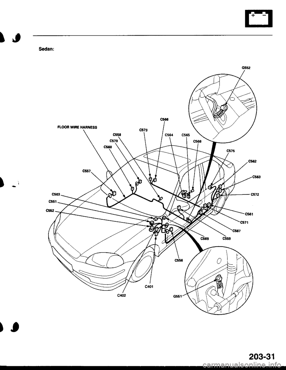 HONDA CIVIC 1996 6.G Workshop Manual I.r
)-l
Sedan:
FLq)N w|RE HARNESS
cs64 c565
),
203-31 