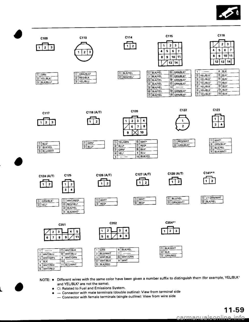 HONDA CIVIC 1999 6.G Workshop Manual c114
ffi
c109
rff;t
Flo-u Il! veugLx I
ftFwatu;--l
c123
ffi
cl18 {A/T}
F lrl
IOIGFN I
16l Barr-- - l
cl17
rftr
fdl.,c---_ll? BLKtEt Ib]-Br.-^^,Hr-_-l
cl24 (A/Tl
fr
lTlzRN,tsril I
l6l-YtL, ---l
