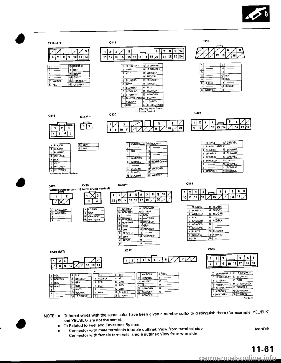 HONDA CIVIC 1996 6.G Workshop Manual crlo tA/Tl
v6t78lslrotl12
tffii ffi
lEr.r.r,ll
l1 lslx,^/tl I lllrlnEo Ill lsl(^,!Hr I l?IBLX I
13 wHT,aLK I
FF* -]l
l-r-lwr/cFNll sdurnyAlrm sFr.m
c125 a:2
w l--r;-l
l! LcFN,.,vH? | L]-]llg!N