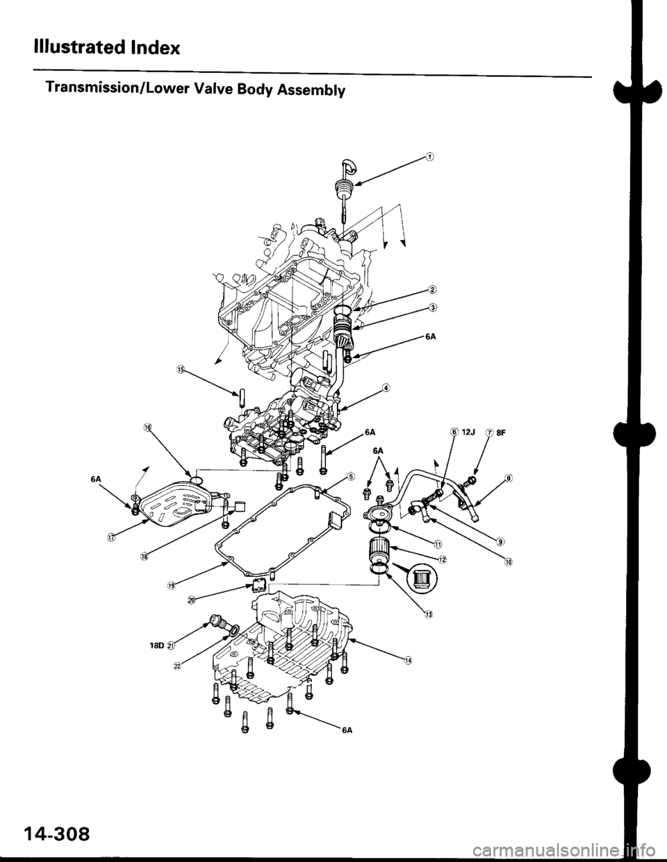 HONDA CIVIC 1997 6.G Owners Guide lllustrated Index
Transmission/Lower Valve Body Assembly
14-308 HONDA CIVIC 1997 6.G Owners Guide lllustrated Index
Transmission/Lower Valve Body Assembly
14-308