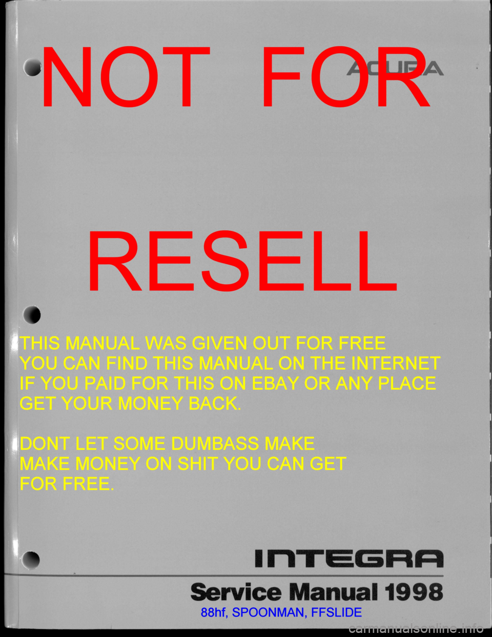 HONDA INTEGRA 1998 4.G Workshop Manual HONDA INTEGRA 1998 4.G Workshop Manual