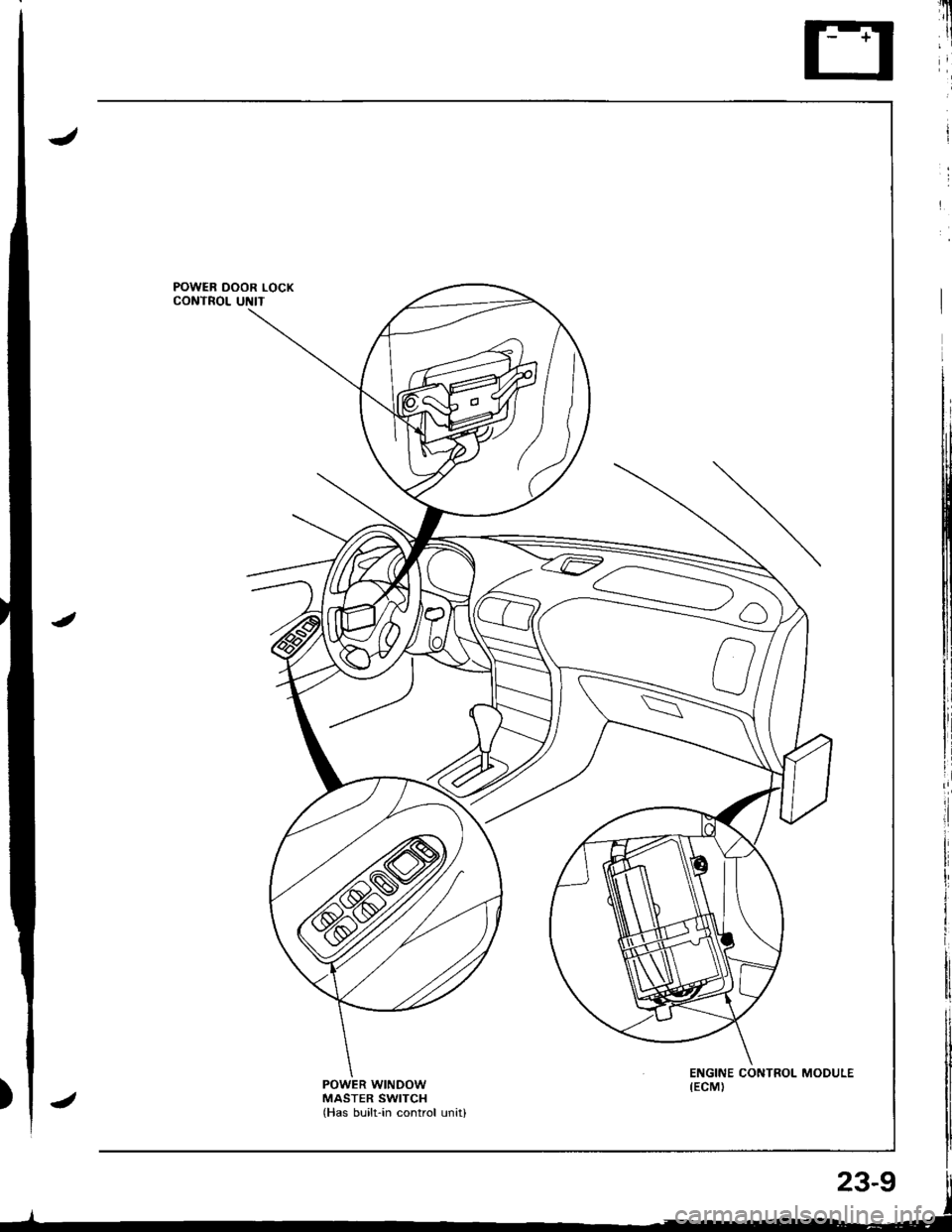 HONDA INTEGRA 1998 4.G Workshop Manual POWER WINDOWMASTER SWITCHlHas built-in control unitl 