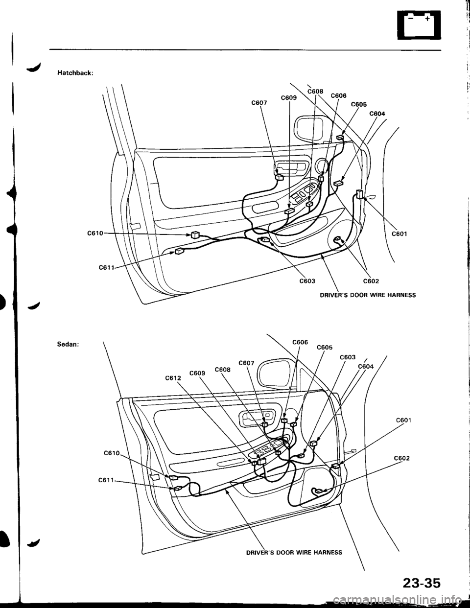HONDA INTEGRA 1998 4.G Workshop Manual J
DOOR WIRE HARNESS
23-35 