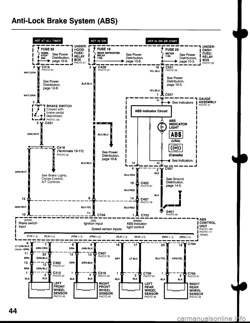 HONDA INTEGRA 1998 4.G Owners Manual Anti-Lock Brake System (ABS)
iTffi;---IH5BE"
tlSrqr$llilHh1,
UNOER.DASHFUSE/RELAYBOX
FUSE 16
EEiFf a ) IESYD€F...EB 1."-9 ii1gl7sA Distribution,
Lf:je:l- JPPJ",,---------+ pags 1G6.
__li;;, 
"-",[