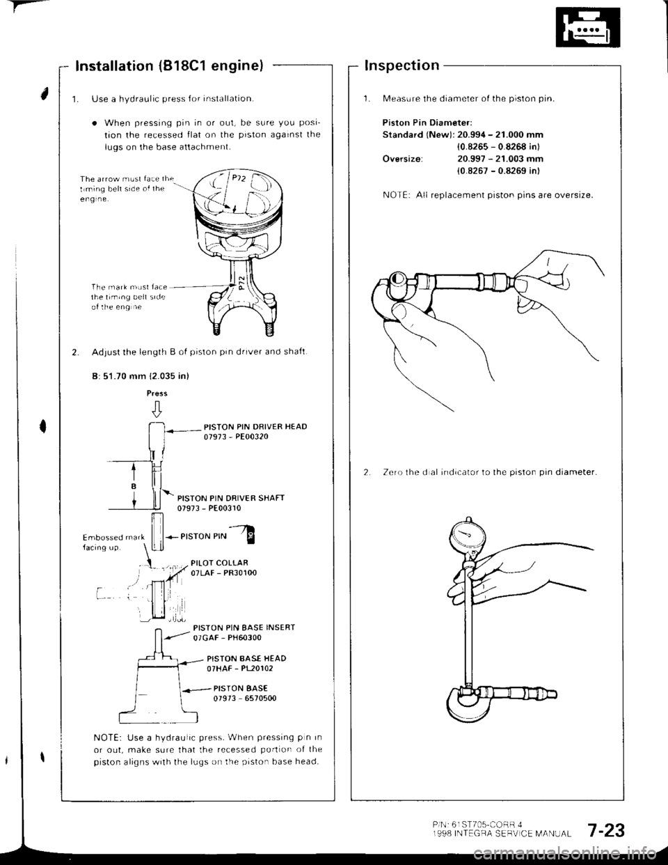 HONDA INTEGRA 1998 4.G Workshop Manual 
