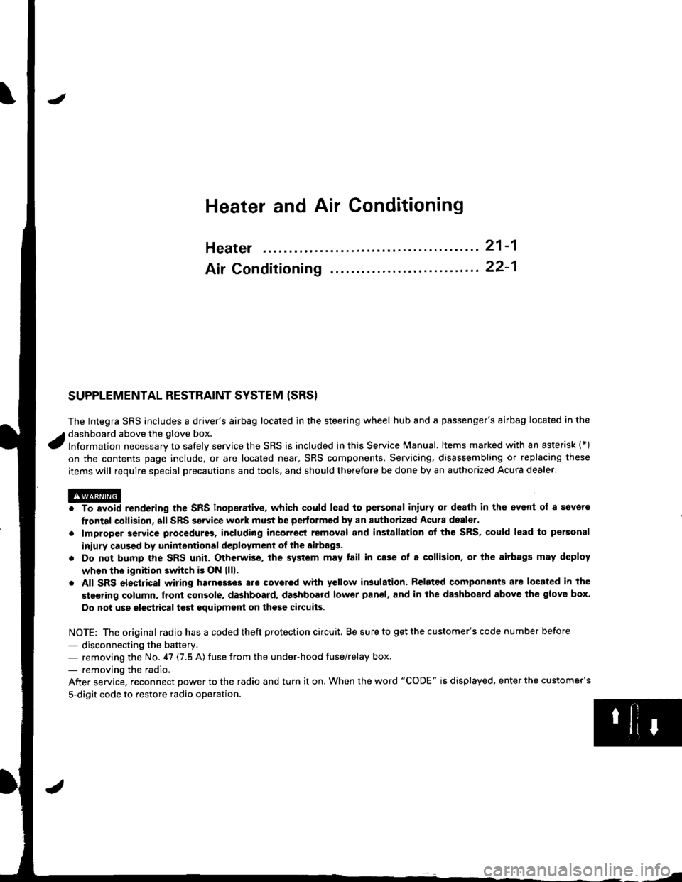 HONDA INTEGRA 1998 4.G Workshop Manual 