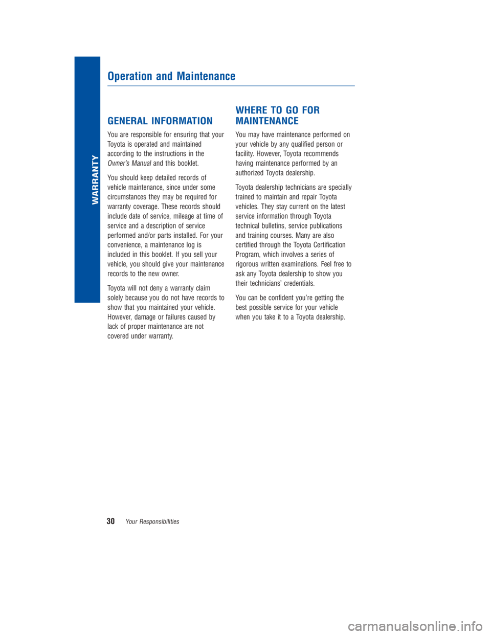 TOYOTA 4RUNNER 2018 Warranties & Maintenance Guides (in English) JOBNAME: 2878012-en-2018_4Run PAGE: 30 SESS: 4 OUTPUT: Fri Jul 7 10:35:59 2017
/InfoShareAuthorCODA/InfoShareAuthorCODA/TS_Warr_Maint/2878012-en-2018_4Runner.00505-18WMG-4RUN/TS_Warr_Maint_v1
GENERAL TOYOTA 4RUNNER 2018 Warranties & Maintenance Guides (in English) JOBNAME: 2878012-en-2018_4Run PAGE: 30 SESS: 4 OUTPUT: Fri Jul 7 10:35:59 2017
/InfoShareAuthorCODA/InfoShareAuthorCODA/TS_Warr_Maint/2878012-en-2018_4Runner.00505-18WMG-4RUN/TS_Warr_Maint_v1
GENERAL