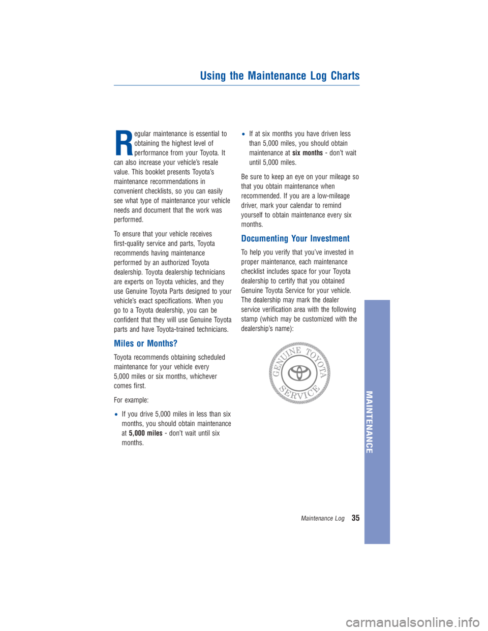 TOYOTA 4RUNNER 2018 Warranties & Maintenance Guides (in English) JOBNAME: 2878012-en-2018_4Run PAGE: 35 SESS: 4 OUTPUT: Fri Jul 7 10:35:59 2017
/InfoShareAuthorCODA/InfoShareAuthorCODA/TS_Warr_Maint/2878012-en-2018_4Runner.00505-18WMG-4RUN/TS_Warr_Maint_v1
R
egular TOYOTA 4RUNNER 2018 Warranties & Maintenance Guides (in English) JOBNAME: 2878012-en-2018_4Run PAGE: 35 SESS: 4 OUTPUT: Fri Jul 7 10:35:59 2017
/InfoShareAuthorCODA/InfoShareAuthorCODA/TS_Warr_Maint/2878012-en-2018_4Runner.00505-18WMG-4RUN/TS_Warr_Maint_v1
R
egular