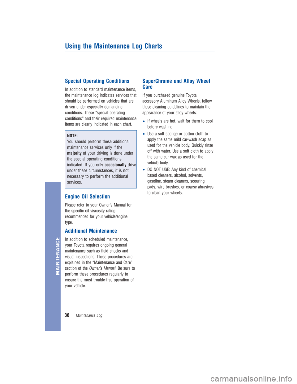 TOYOTA 4RUNNER 2018 Warranties & Maintenance Guides (in English) JOBNAME: 2878012-en-2018_4Run PAGE: 36 SESS: 4 OUTPUT: Fri Jul 7 10:35:59 2017
/InfoShareAuthorCODA/InfoShareAuthorCODA/TS_Warr_Maint/2878012-en-2018_4Runner.00505-18WMG-4RUN/TS_Warr_Maint_v1
Special TOYOTA 4RUNNER 2018 Warranties & Maintenance Guides (in English) JOBNAME: 2878012-en-2018_4Run PAGE: 36 SESS: 4 OUTPUT: Fri Jul 7 10:35:59 2017
/InfoShareAuthorCODA/InfoShareAuthorCODA/TS_Warr_Maint/2878012-en-2018_4Runner.00505-18WMG-4RUN/TS_Warr_Maint_v1
Special