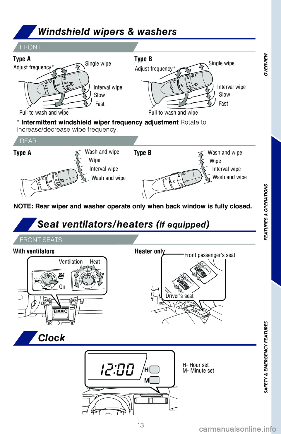 TOYOTA 4RUNNER 2019 (in English) User Guide 13
Interval wipe
Slow
Fast
Pull to wash and wipe
Adjust frequency*
Wash and wipe
Wipe
Interval wipe
Wash and wipe
Single wipe
Interval wipe
Slow
Fast
Pull to wash and wipe
Adjust frequency*Single wipe TOYOTA 4RUNNER 2019 (in English) User Guide 13
Interval wipe
Slow
Fast
Pull to wash and wipe
Adjust frequency*
Wash and wipe
Wipe
Interval wipe
Wash and wipe
Single wipe
Interval wipe
Slow
Fast
Pull to wash and wipe
Adjust frequency*Single wipe