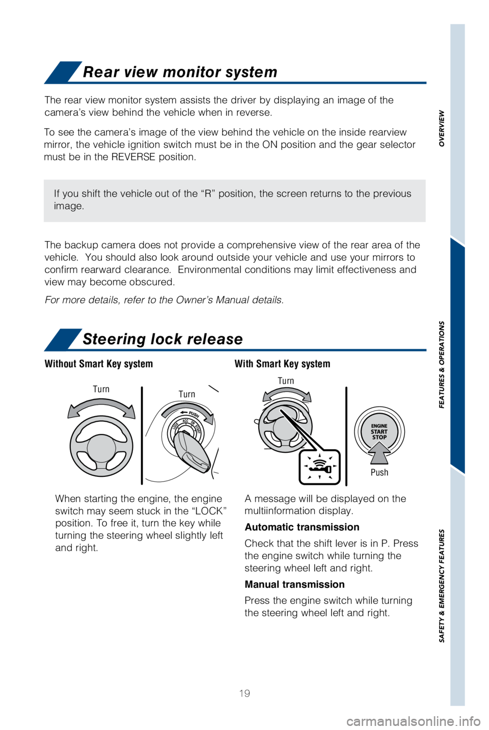 TOYOTA GT86 2018 (in English) Owners Manual 19
When starting the engine, the engine
switch may seem stuck in the “LOCK”
position. To free it, turn the key while
turning the steering wheel slightly left
and right.A message will be displ TOYOTA GT86 2018 (in English) Owners Manual 19
When starting the engine, the engine
switch may seem stuck in the “LOCK”
position. To free it, turn the key while
turning the steering wheel slightly left
and right.A message will be displ
