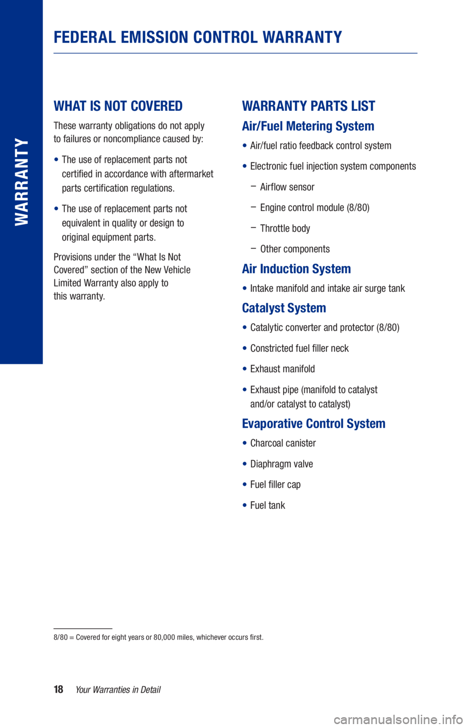 TOYOTA AVALON HYBRID 2021  Warranties & Maintenance Guides (in English) 18Your Warranties in Detail
WARRANTY
WHAT IS NOT COVERED 
These warranty obligations do not apply  
to failures or noncompliance caused by:
•  The use of replacement parts not   
certified in accord