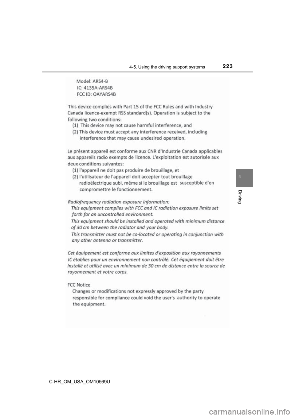 TOYOTA C-HR 2019 Owners Manual (in English) 2234-5. Using the driving support systems
4
Driving
C-HR_OM_USA_OM10569U TOYOTA C-HR 2019 Owners Manual (in English) 2234-5. Using the driving support systems
4
Driving
C-HR_OM_USA_OM10569U