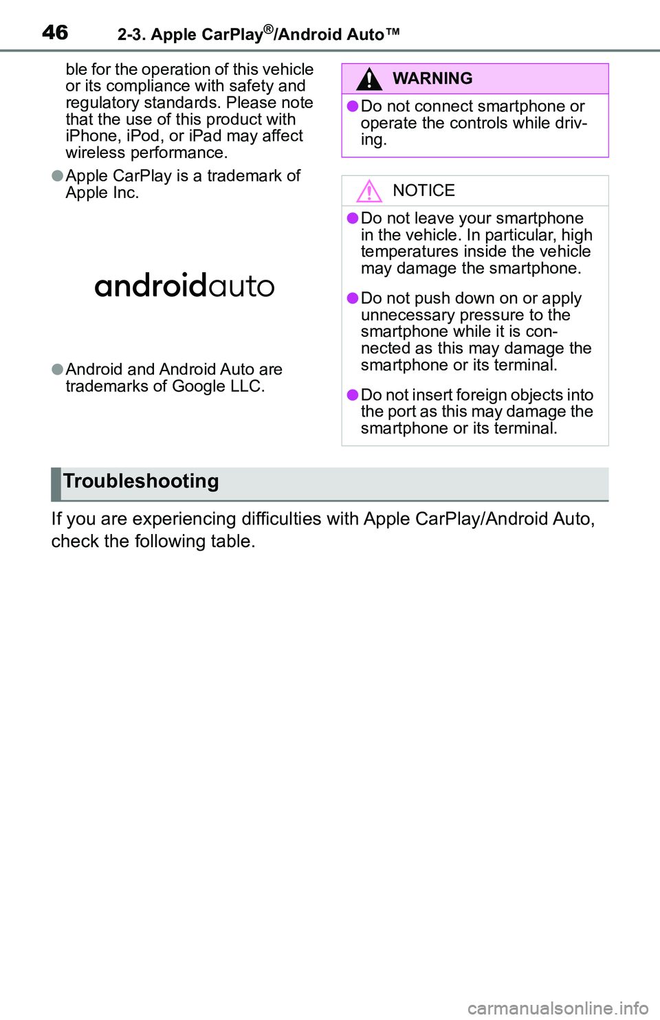TOYOTA C-HR 2021 Accessories, Audio & Navigation (in English) 462-3. Apple CarPlay®/Android Auto™
ble for the operation of this vehicle
or its compliance with safety and
regulatory standards. Please note
that the use of this product with
iPhone, iPod, or TOYOTA C-HR 2021 Accessories, Audio & Navigation (in English) 462-3. Apple CarPlay®/Android Auto™
ble for the operation of this vehicle
or its compliance with safety and
regulatory standards. Please note
that the use of this product with
iPhone, iPod, or