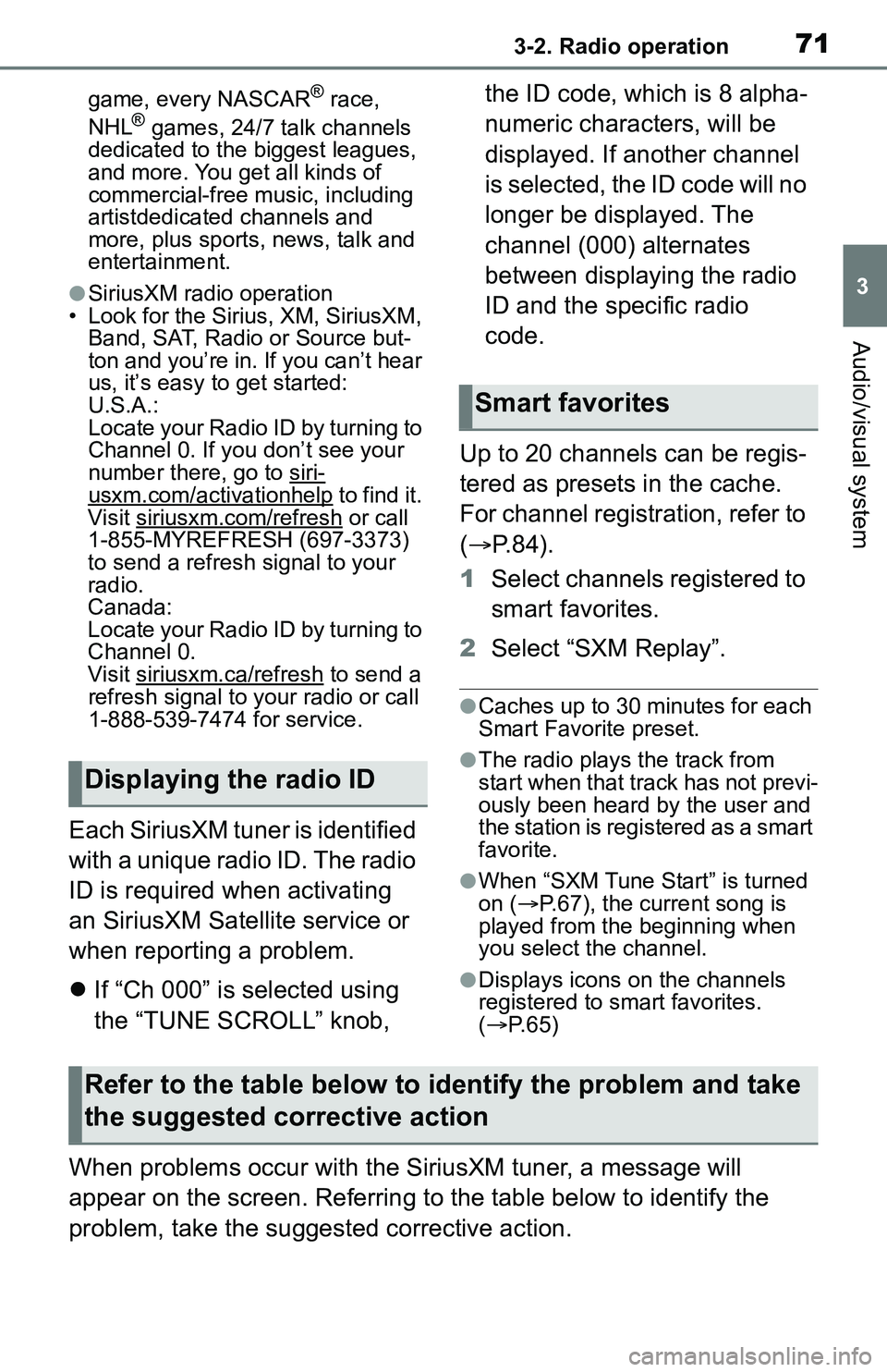 TOYOTA C-HR 2021  Accessories, Audio & Navigation (in English) 713-2. Radio operation
3
Audio/visual system
game, every NASCAR® race, 
NHL® games, 24/7 talk channels 
dedicated to the biggest leagues, 
and more. You get all kinds of 
commercial-free m usic, inc