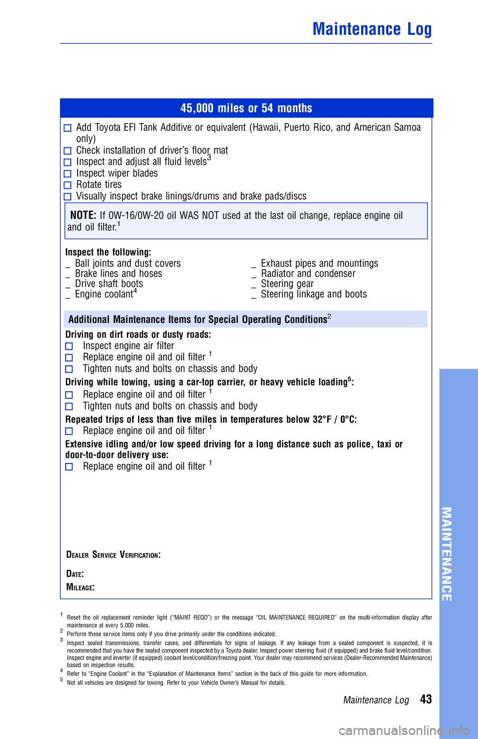 TOYOTA CAMRY 2018 Warranties & Maintenance Guides (in English) JOBNAME: 2877965-en-2018_CAMR PAGE: 43 SESS: 4 OUTPUT: Mon Jan 16 13:30:53 2017
/InfoShareAuthorCODA/InfoShareAuthorCODA/TS_Warr_Maint/2877965-en-2018_C\
AMRY.00505-18WMG-CAM_/TS_Warr_Maint_v1
45,000 TOYOTA CAMRY 2018 Warranties & Maintenance Guides (in English) JOBNAME: 2877965-en-2018_CAMR PAGE: 43 SESS: 4 OUTPUT: Mon Jan 16 13:30:53 2017
/InfoShareAuthorCODA/InfoShareAuthorCODA/TS_Warr_Maint/2877965-en-2018_C\
AMRY.00505-18WMG-CAM_/TS_Warr_Maint_v1
45,000