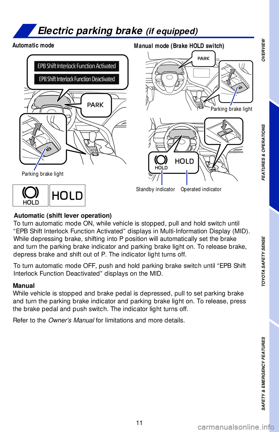 TOYOTA CAMRY 2019 (in English) User Guide (52 Pages)