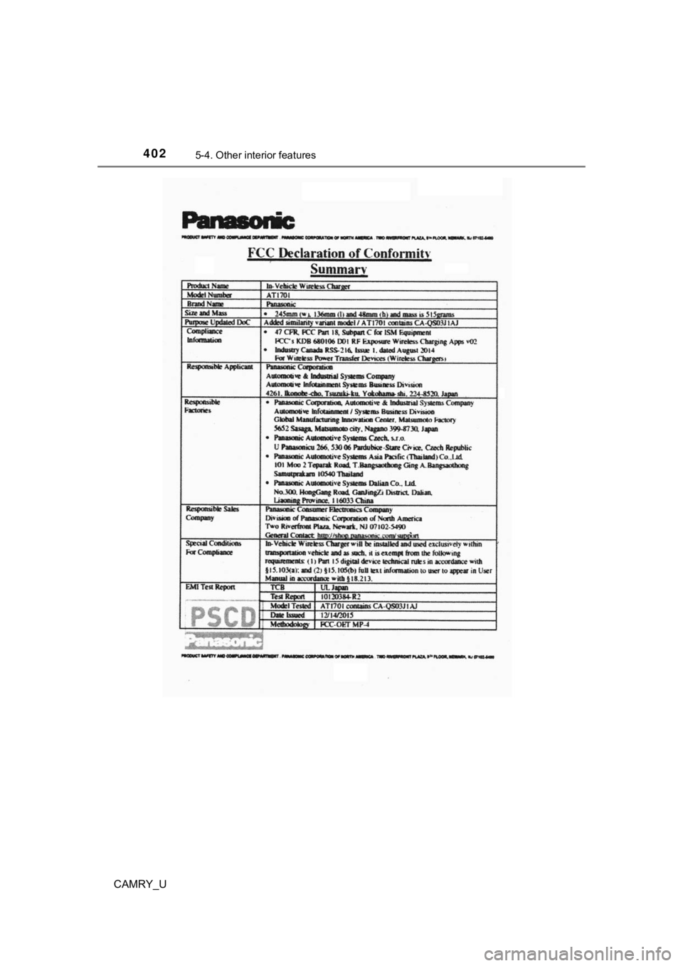 TOYOTA CAMRY 2020 Owners Manual (in English) 4025-4. Other interior features
CAMRY_U TOYOTA CAMRY 2020 Owners Manual (in English) 4025-4. Other interior features
CAMRY_U