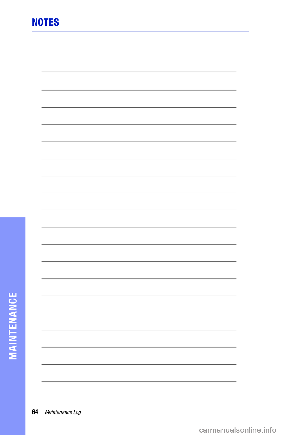 TOYOTA CAMRY 2020 Warranties & Maintenance Guides (in English) 64Maintenance Log
MAINTENANCE
NOTES TOYOTA CAMRY 2020 Warranties & Maintenance Guides (in English) 64Maintenance Log
MAINTENANCE
NOTES