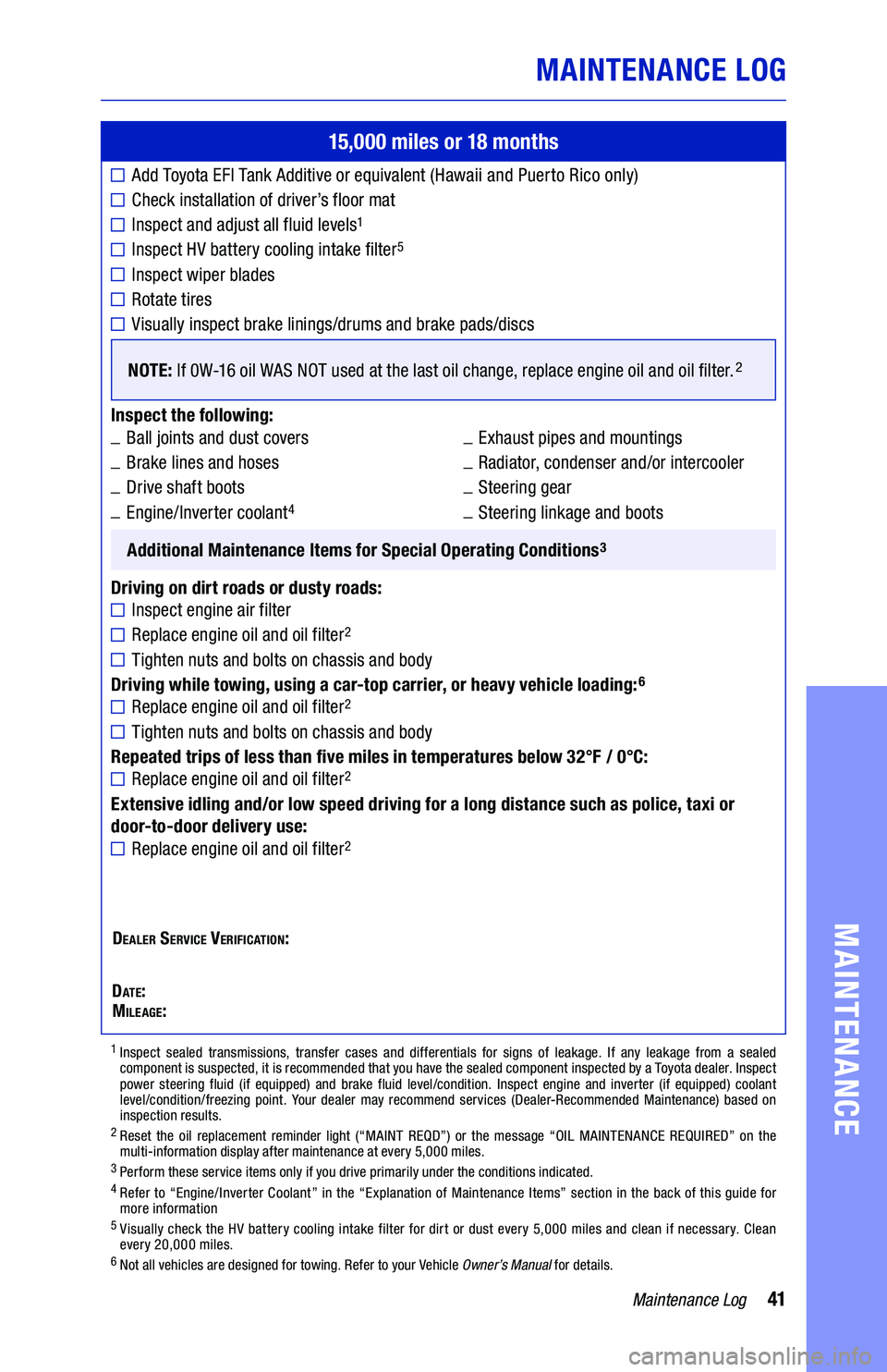 TOYOTA CAMRY HYBRID 2021 Warranties & Maintenance Guides (in English) MAINTENANCE LOG
■
■
■
■
■
■
■
■
■
■
■
■
■
■
64436_19-TCS-14194_TXT.indd 4164436_19-TCS-14194_TXT.indd 418/20/20 2:56 PM8/20/20 2:56 PM TOYOTA CAMRY HYBRID 2021 Warranties & Maintenance Guides (in English) MAINTENANCE LOG
■
■
■
■
■
■
■
■
■
■
■
■
■
■
64436_19-TCS-14194_TXT.indd 4164436_19-TCS-14194_TXT.indd 418/20/20 2:56 PM8/20/20 2:56 PM