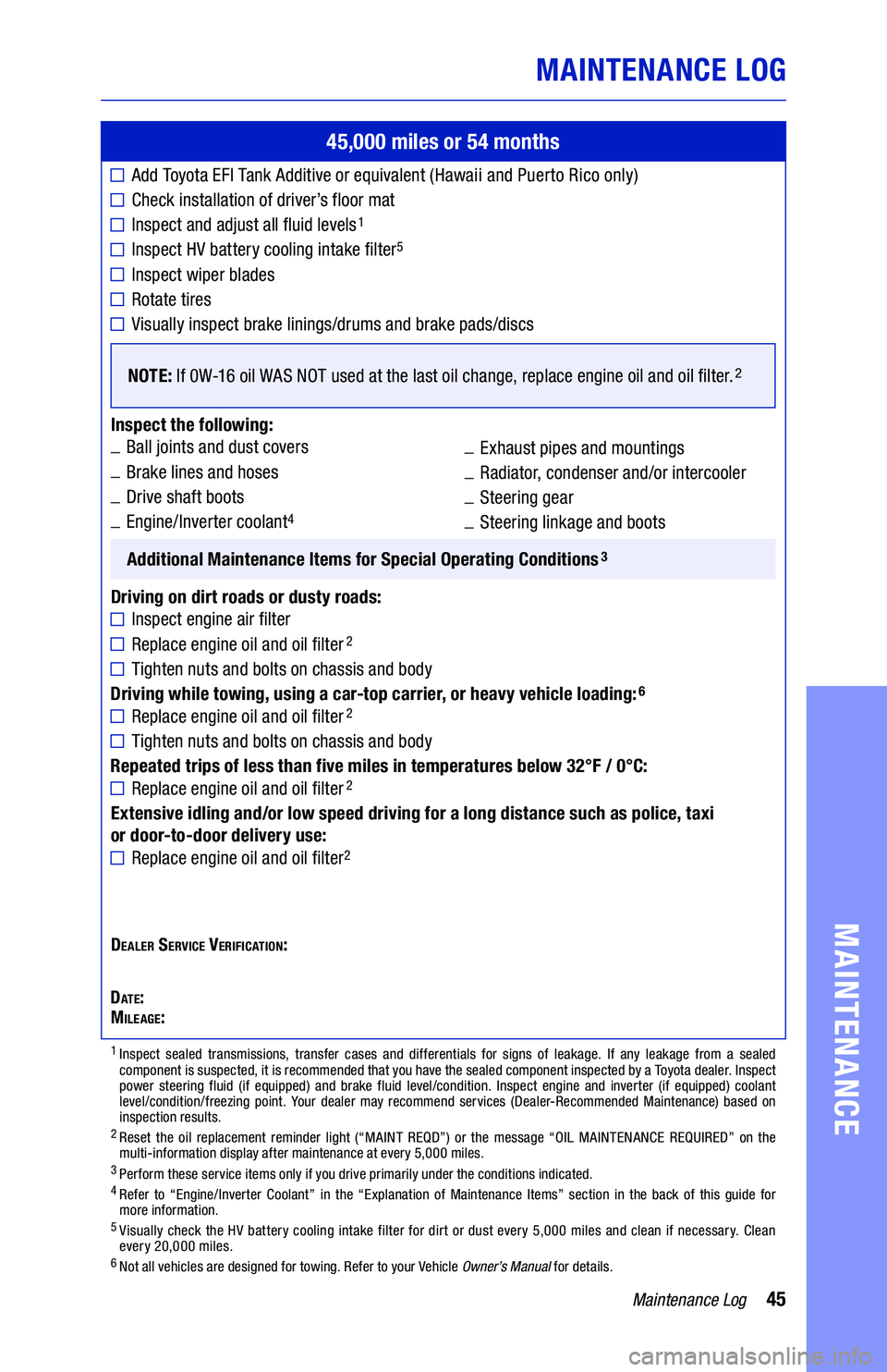 TOYOTA CAMRY HYBRID 2021 Warranties & Maintenance Guides (in English) MAINTENANCE LOG
■
■
■
■
■
■
■
■
■
■
■
■
■
■
64436_19-TCS-14194_TXT.indd 4564436_19-TCS-14194_TXT.indd 458/20/20 2:56 PM8/20/20 2:56 PM TOYOTA CAMRY HYBRID 2021 Warranties & Maintenance Guides (in English) MAINTENANCE LOG
■
■
■
■
■
■
■
■
■
■
■
■
■
■
64436_19-TCS-14194_TXT.indd 4564436_19-TCS-14194_TXT.indd 458/20/20 2:56 PM8/20/20 2:56 PM