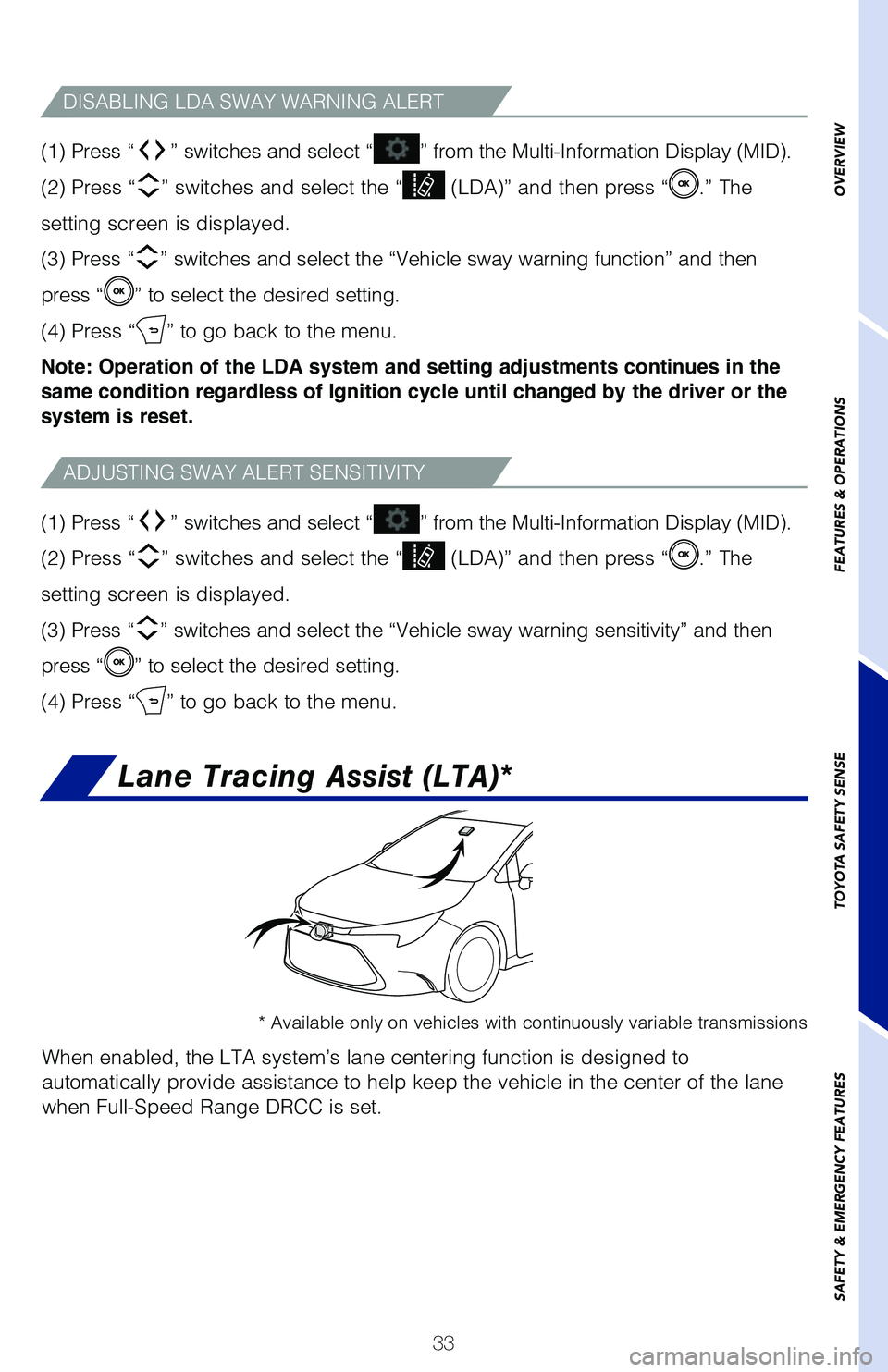 TOYOTA COROLLA 2021 (in English) Owners Guide 63926_Corolla_Txt.indd 3363926_Corolla_Txt.indd 333/24/20 9:04 AM3/24/20 9:04 AM TOYOTA COROLLA 2021 (in English) Owners Guide 63926_Corolla_Txt.indd 3363926_Corolla_Txt.indd 333/24/20 9:04 AM3/24/20 9:04 AM