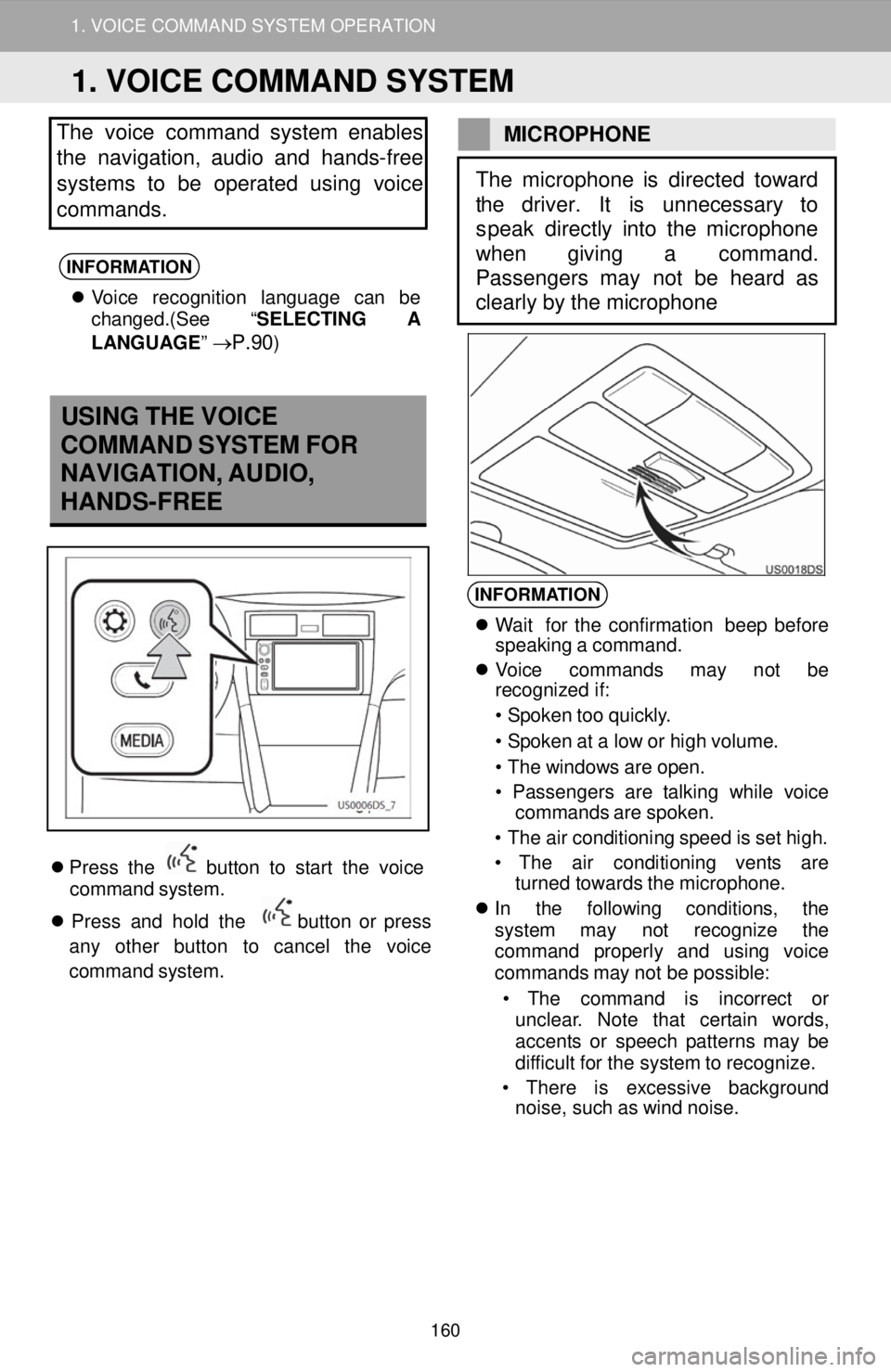 TOYOTA COROLLA iM 2018 Accessories, Audio & Navigation (in English) 1. VOICE COMMAND SYSTEM OPERATION
The voice command system enables
the nav igation, audio and hands -free
systems to be operated us ing voice
commands.
INFORMATION
Voice re TOYOTA COROLLA iM 2018 Accessories, Audio & Navigation (in English) 1. VOICE COMMAND SYSTEM OPERATION
The voice command system enables
the nav igation, audio and hands -free
systems to be operated us ing voice
commands.
INFORMATION
Voice re